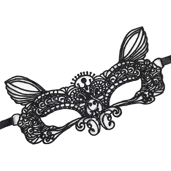 Sexig svart spetsmask för kvinnor för maskerad Halloween Party Bal Ca