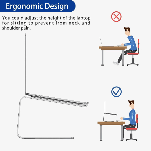 Bærbar computer stand, ergonomisk bærbar computer stand, aluminium bærbar computer stand kompatibel med 10 til 15,6 tommer, sort