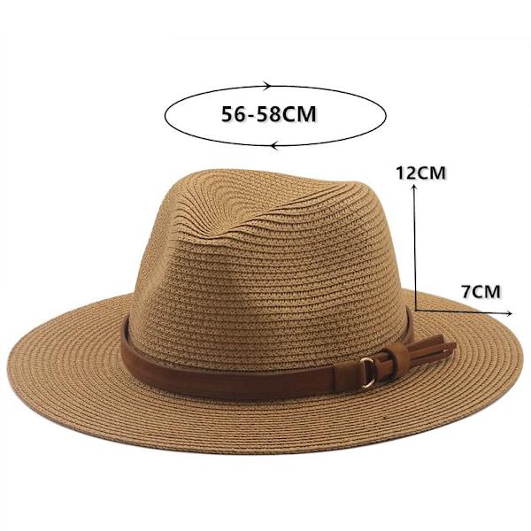 Dam och herr hatt brun halm Panama hatt sommar bred brätte solhatt anti-UV för strand resor solhatt