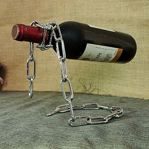 Moderne Kreative Metal Magiske Kæde Vinflaskeholder Dekorativ Vinopbevaring Bar Bord Dekoration Vinstativ Gaver Hjemmeindretning Soveværelse Dekoration