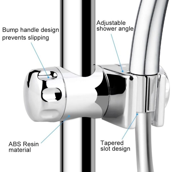 Duschstöd, justerbar väggstång för dusch, justering för duschmunstycke, plast ABS kromfinish, 18–25 mm ytterdiameter, glidstång för dusch