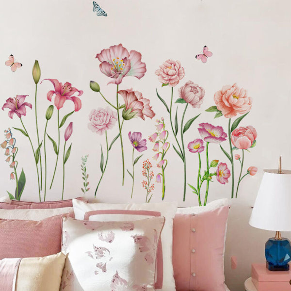 Vægstickers Garden Fleur Boho Blomstret Vægmaleri Sticker Boheme Vægdekoration Baby Baby Stue TV Væg Væg
