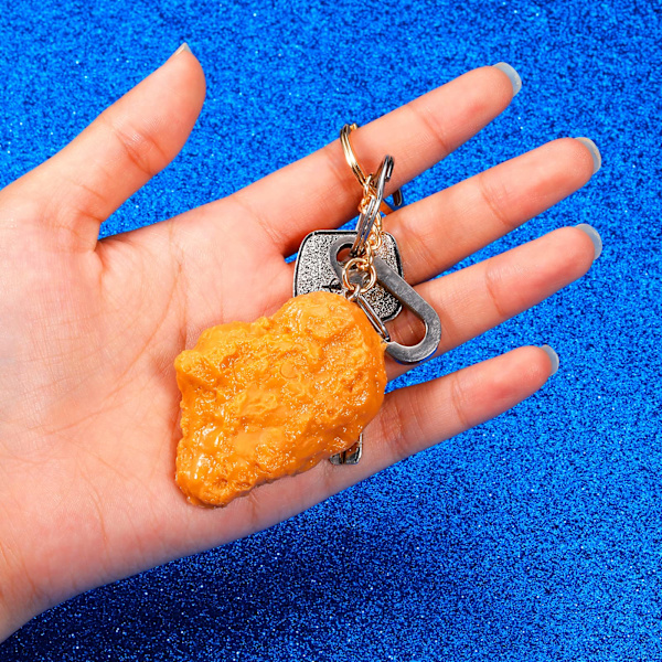 Kylling Nugget Nøglering, Sød Nøglering Gave til Kvinder Mænd, Perfekt til Rygsække, Tasker, Punge, Punge, Bilnøgleringe