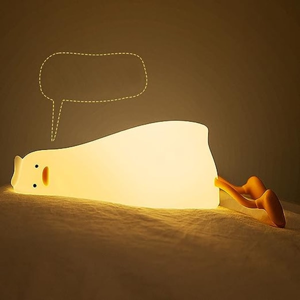Liggande anka Nattljus, LED Cute Duck Light, Silikon Justerbar