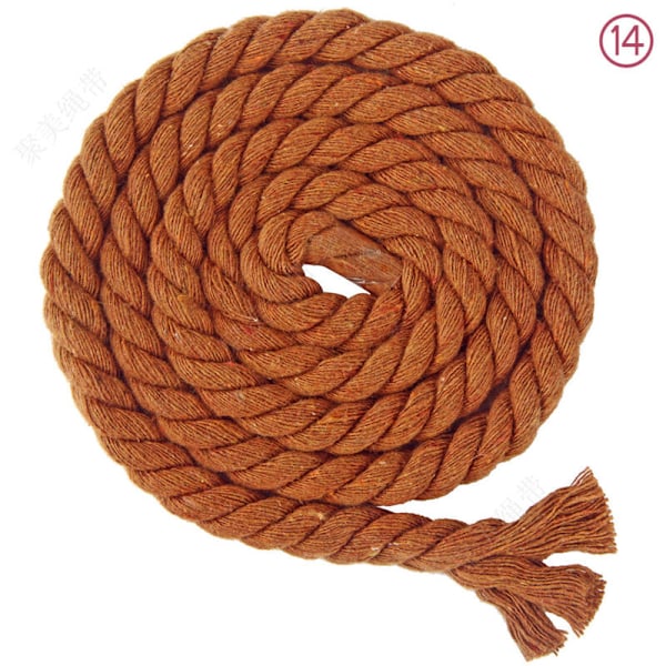 Punottu puuvillaköysi, 3 säiettä, 8 mm x 20 metriä, käsintehtyyn neulontaan (14 ruskea)