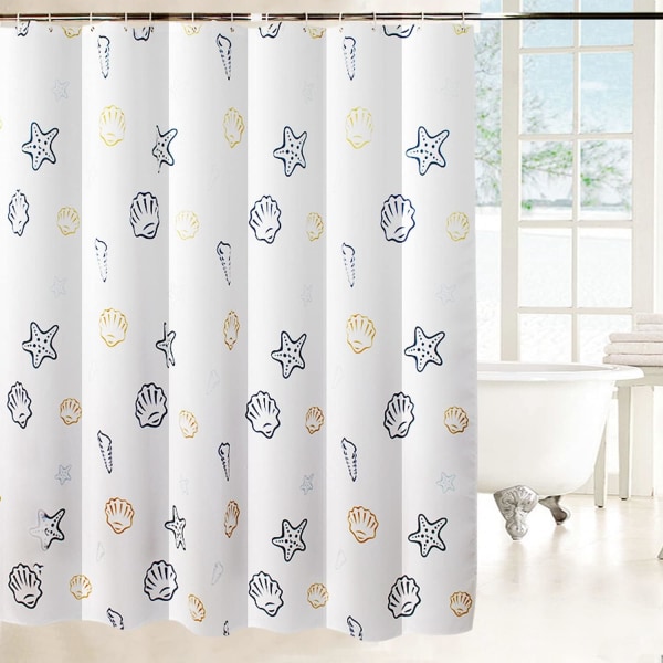 Polyester bruseforhæng (200 x 200 cm), vandtæt, skimmelresistent, maskinvaskbar, med bruseforhængsring, egnet til badeværelse, køkken, garderobe