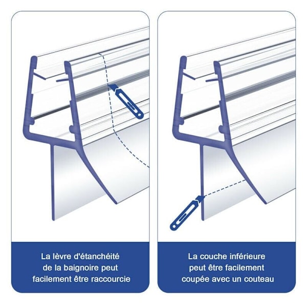 Duschlist 80cm för duschdörrstätningar, PVC-tätning för duschrum, vattentätt skydd, för 4-6mm glas