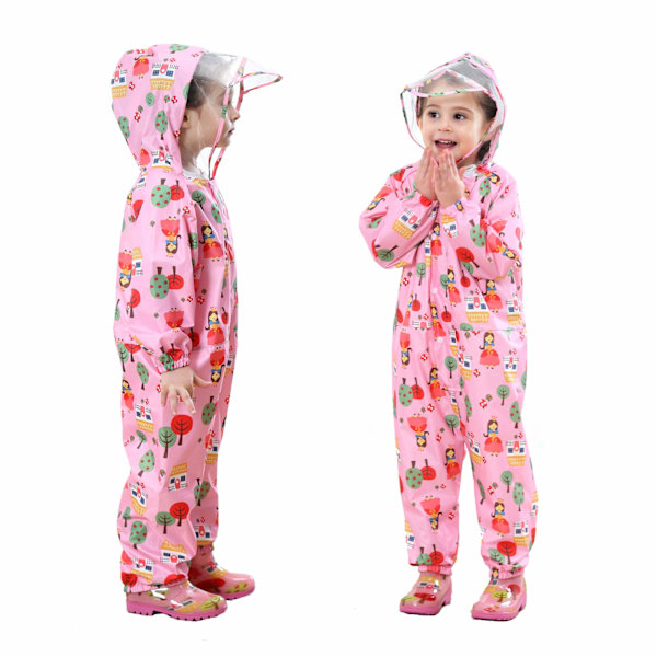 Regnfrakke Børn Hætte Regn Pyt Sæt Regn Poncho Regnfrakke Jumpsuit One Piece Letvægts Bærbar Vandtæt Regnfrakke Jakke M(M)