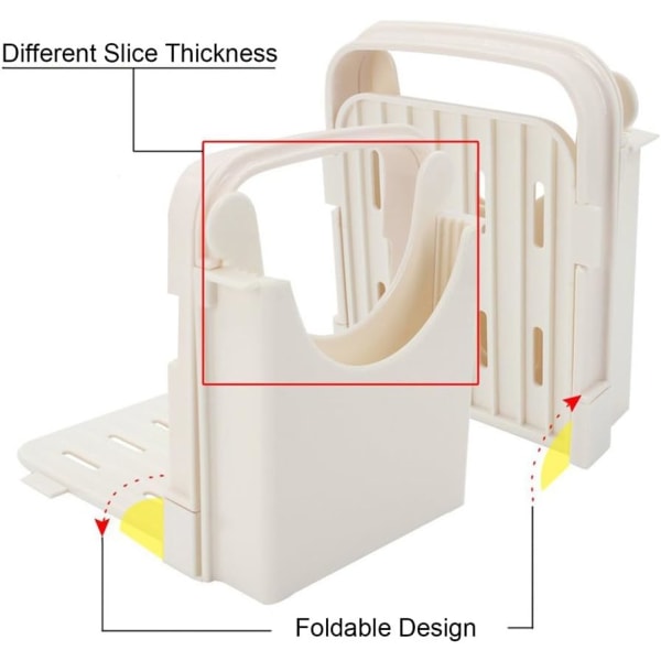 Brødskærer, Brødskærere til Hjemmelavet Brød, Justerbar Sandwich Maker Loaf Cutter Maskine Foldbar Toast Slicer Håndholdt Brødskærer med Skæring