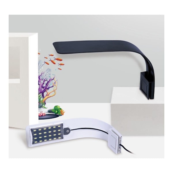 LED Akvarielampe Hvid og Blå Nano Clip Belysning til Fisk og Planter 23-50 cm