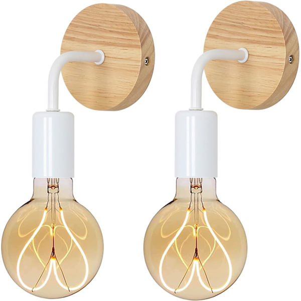 2-delt innendørs vegglampe, LED industriell innendørs vegglampe, trevegglamper for stue, soverom [E-klasse