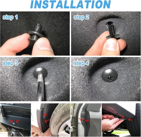 100 stk. Karosseriklips, Plastiknitter Fasteners GM Sorte Nylonklips Bumperklips Bil, Panelklips Dør Trim Fixer