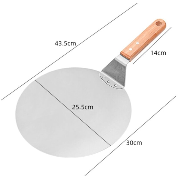 Pizza spade i rustfrit stål med træhåndtag, pizza skubber til pizzasten, brødskubber, kagespade, pizza spade