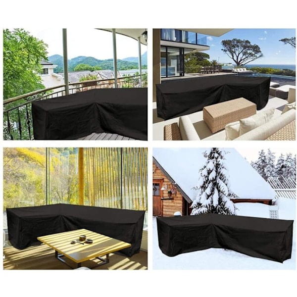 Överdrag för trädgårdsmöbler, 210 × 215 × 87cm möbelskydd i form av vattentätt solskydd Vänster möbelgård lång-höger