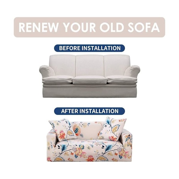 Stretch Sofatrekk Trykt Sofatrekk Sjeselongtrekk for 2-seters sofaer Universelt Elastisk Møbelbeskyttelsestrekk (190-230cm for 3-seters sofa)