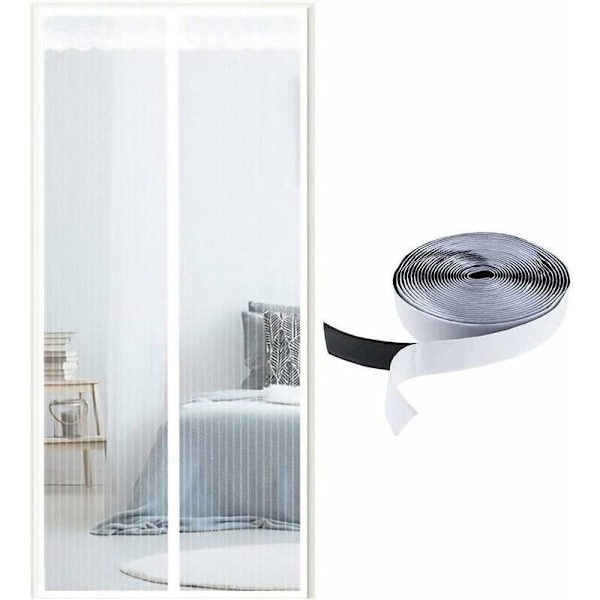 Magnetisk insektnet til døråbning, magnetisk forsegling fra top til bund, automatisk lukning, holder frisk luft inde (90x200cm, hvide ridser)