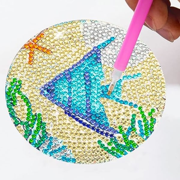 Diamantbroderi Coasters DIY Diamond Painting Coasters av tre