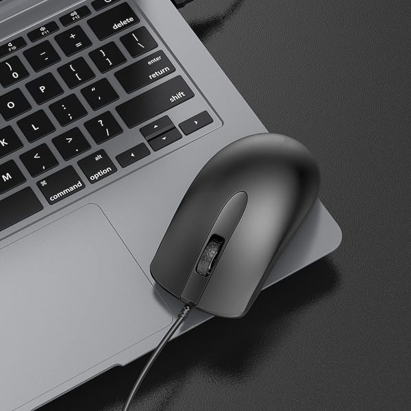USB-kabelansluten mus, spelmus, ambidextrös, 2400 DPI, kompatibel med PC/Mac/bärbar dator/bärbar dator/skrivbord 1,5 m kabel (svart)