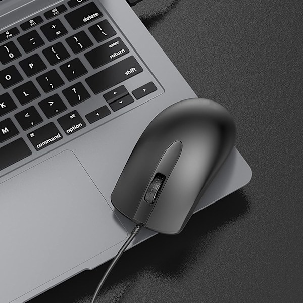 USB-trådbunden mus, Spelmus, Ambidextrous, 2400 DPI Kompatibel med PC/Mac/Laptop/Dator 1.5M Kabel (Svart)