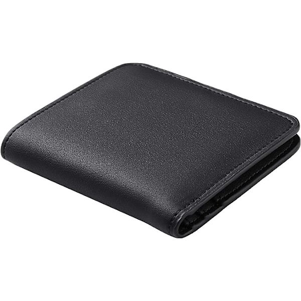 (Musta) RFID-lompakko naisille, pieni ja kompakti bifold-lompakko, luksusminilompakko naisille, jossa on ID-ikkuna