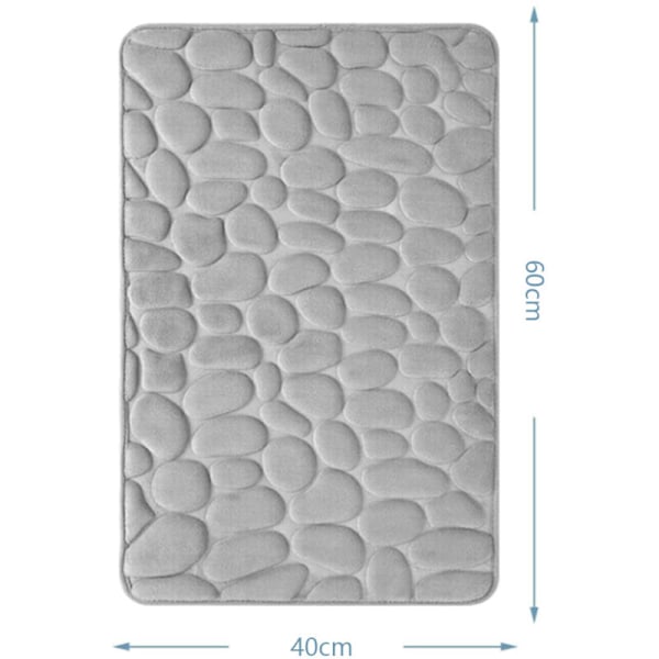 Grå, 40 x 60 cm, halkfri badrumsmatta i skum - memory foam, absorberande maskintvättbar badrumsmatta, duschmatta för rum