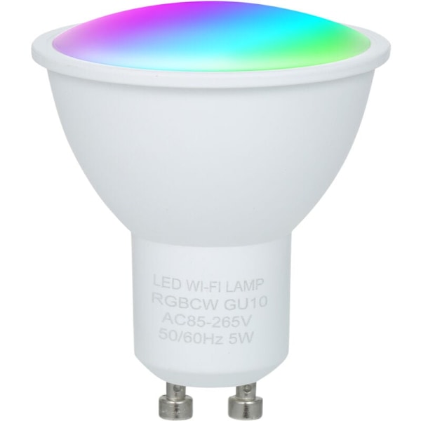 Intelligent Wi-Fi 5 W Dobbelt Tilstand, Hvid og RGB smart pære, 16 millioner farver, GU10 smart lampe, fjernbetjening via applikation, stemmekommando, synkronisering