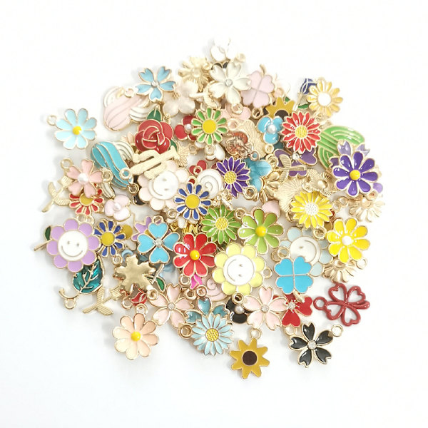30 stk. Blomstertema Blomster Charms til Smykkefremstilling, Dangle Øreringe Charms til Armbånd Halskæder Nøgleringe DIY Håndværk