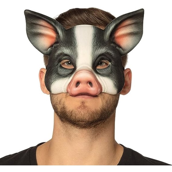 Halvmask, realistiskt tryck, elastisk, karneval, Halloween, karneval, temafest, kostym, teater, utklädning, rekvisita