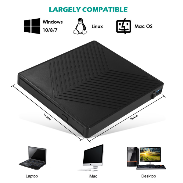 USB 3.0/Type-c Ekstern CD/DVD-drev