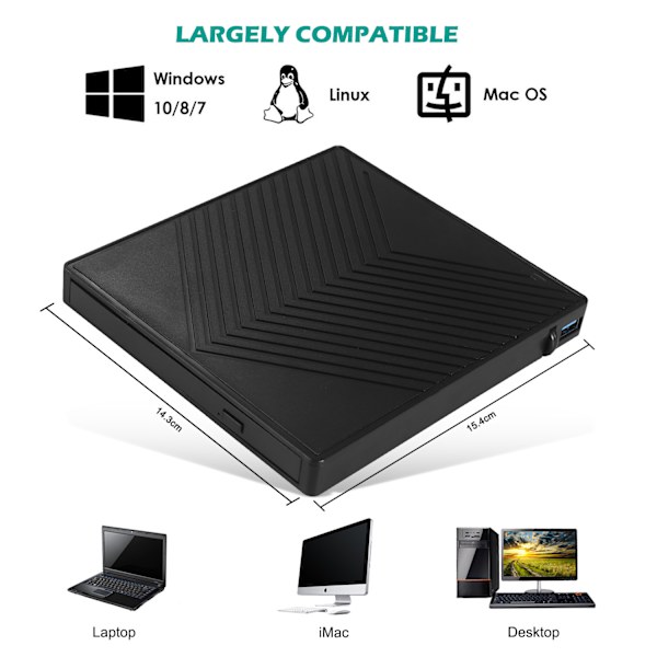 USB 3.0/Type-c ulkoinen CD/DVD-asema