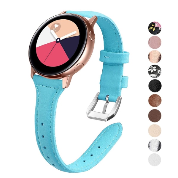 Samsung Watch Active strap 20 mm okseskinnrem samme materiale (blå)