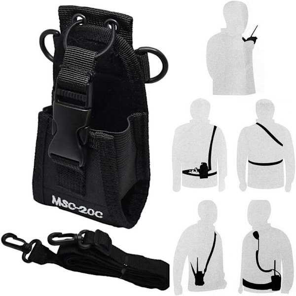 2 stk. etui til radio i universal nylon taske til walkie multifunktionel talkie taktisk radio lomme 13.5 8 4.5cm til GPS Talkie-Walkie telefon