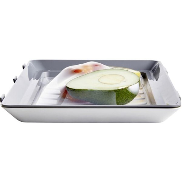 Matboks Matboks Fresh & Clik I Sett med 2 Oppbevaringsbrett Alternativ til Plastmatfilm I Gjenbrukbar Matfilm