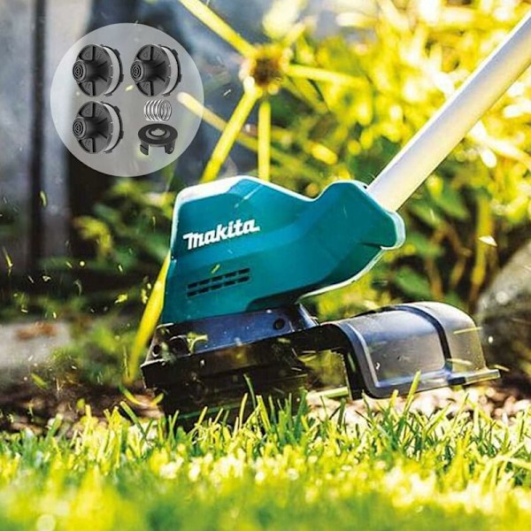Set med 3 spolar för grästrimmers, 1 x spolskydd, 1 x fjäder för grästrimmers, för makita dur181 dur141 dur180z dur181z 196146-9 195858-1