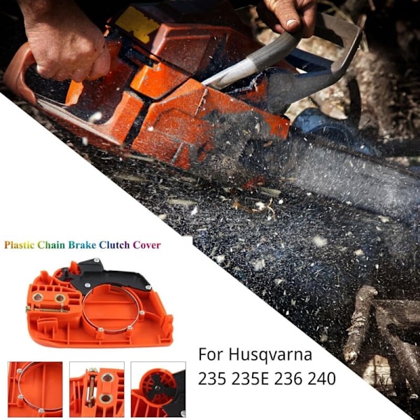 Kytkinketjupyörän suojus Husqvarna 235 235E 236 240 moottorisahoille (Väri: Oranssi)