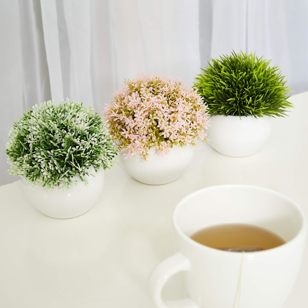 Simulering Grønne Planter Mini Kunstige Planter - Moderne Bondehus Planter Hjemmeindretning - Små Kunstige Planter - Kontor/Køkken/Badeværelse/Soverum/Skab/Liv