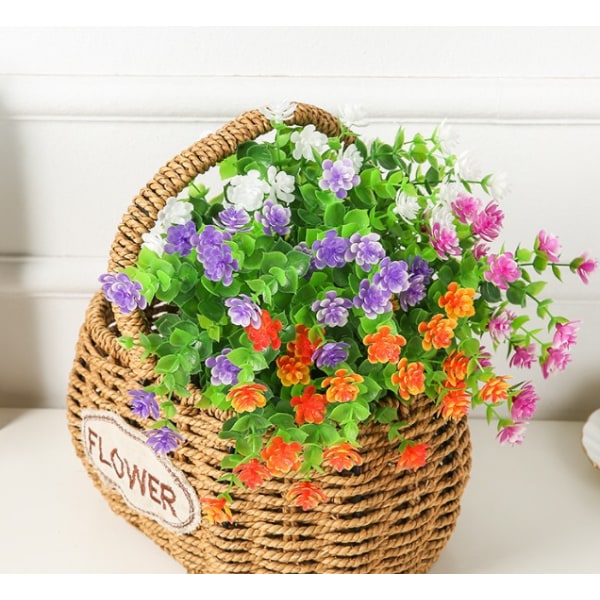 Utomhus konstgjorda blommor falska plast gröna växter inomhus hängande blomkruka utomhus hem kontor bröllop gård dekor 8 st gula
