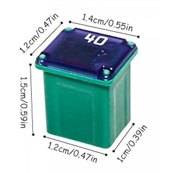 Mini-automaattisulake 12 paikkaa 20A 25A 30A 40A 50A 60A auton sulake neliön muotoinen matala profiili sulake autoihin ja SUV-pakettiautoihin