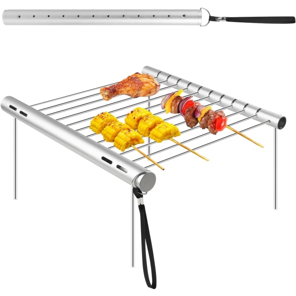 Bærbar grill, kullgrill, rustfritt stål sammenleggbar grill, mini bærbar campinggrill for piknik, hager, fotturer, 31x3x3cm