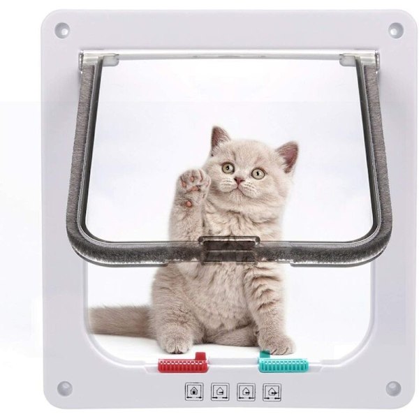 Husdjurslucka med 4-vägs magnetisk stängning för katter, stora hundar 23,5, 25, 5,4 cm, hundhållare, kattlucka, enkel installation med teleskopisk ram