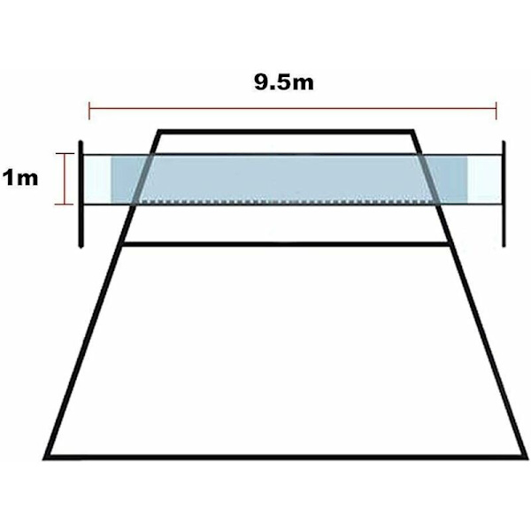 Volleyballnet til udskiftning - Standardstørrelse (9,5 m x 1 m) - Med stålkabel - Forstærkede sidebånd - Til strand, have, pool, indendørs og udendørs (net på