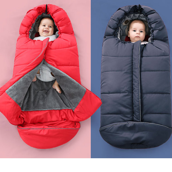 Universal mysig fleece åkpåse, vinter utomhus tur vattentät baby sovsäck, halkfri, anpassningsbar för nästan barnvagn, barnvagn grå