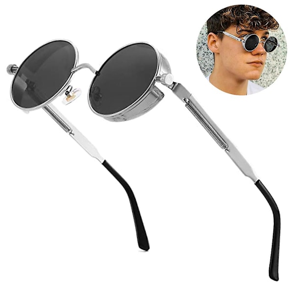 Retro Gothic Steampunk Round Sunglasses For Men Women Shade