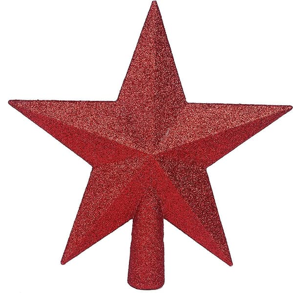 Juletræ Glitter Stjerner Trætop 8 Tommer Julepynt til Jul - Guld+Rød+Pink
