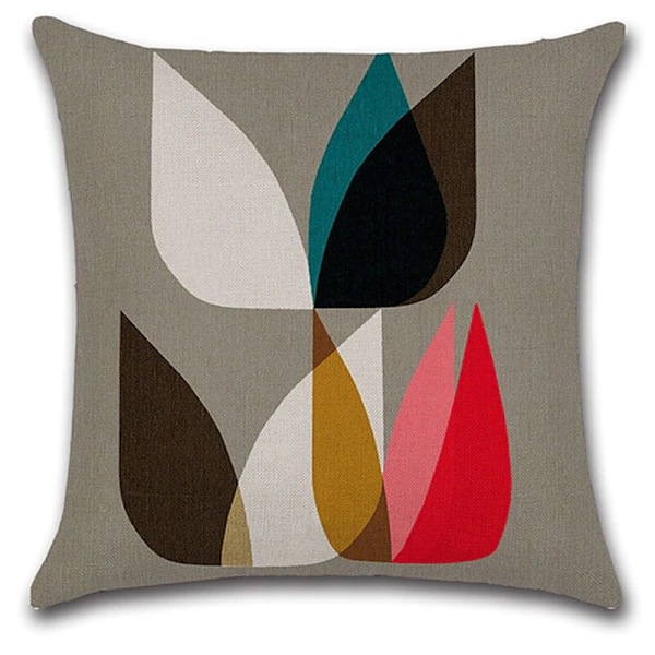 4 st Kuddfodral 45 x 45 cm, Fyrkantiga Dekorativa Soffkuddar Färgglatt Tryckt Geometriskt Mönster Linne Heminredning för Sovrum Vardagsrum Kontor