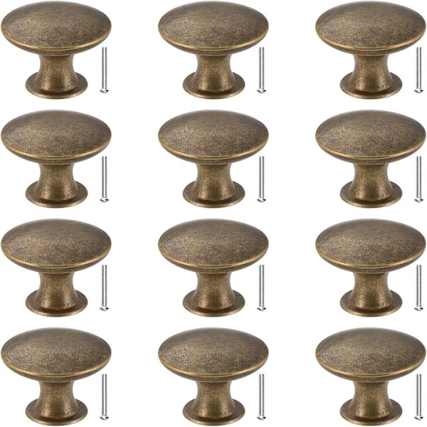 Dörrknoppar Set om 12 Lådknoppar 30mm Vintage Mässing Handtag Möbel Skåpknoppar för Köksskåp