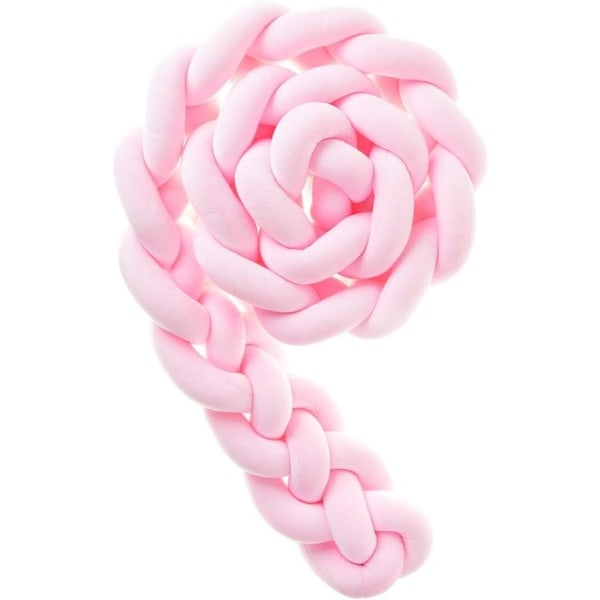 Sengkantbeskyttelse Baby sengkantbeskyttelse, 4-flettet flettet taupute, rosa, 2,2m