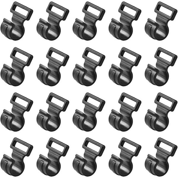 20 stk. sorte, one size 19*20*14mm, unisex teltkroge i plastik til voksne