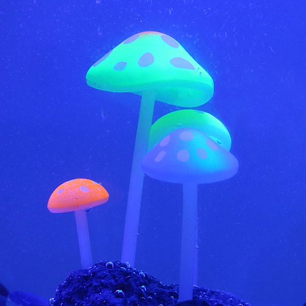 Light Effect Artificial Mushroom Aquarium Plant Decor Ornament Decoration for Fish Tank Landscape