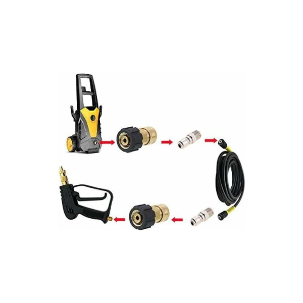 POWERTOOL M22 hann til 1/4 trykk Spyleslange Adapter Messing Innvendig Gjenge Hurtigkobling Deler